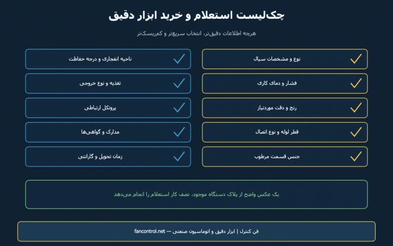 چک‌لیست استعلام و خرید ابزار دقیق: چه اطلاعاتی بدهیم تا انتخاب درست باشد